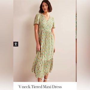 NWT Boden V neck tiered maxi dress !